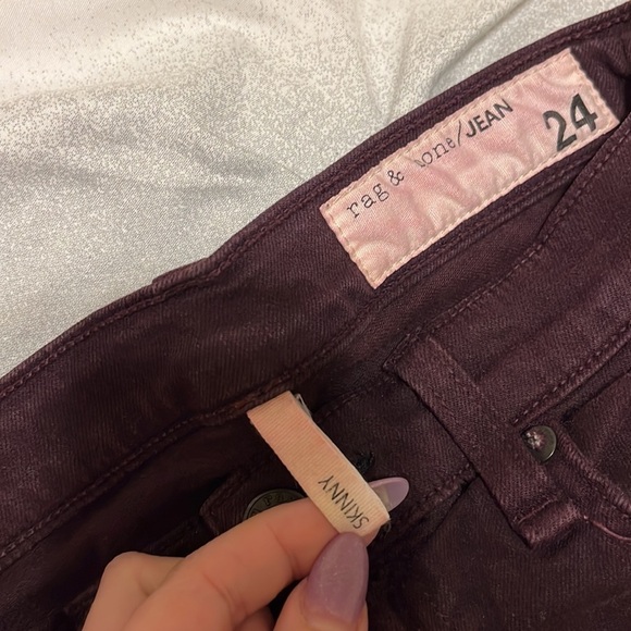 Rag & Bone Purple Plum Skinny Stretch Jean Pants Size 24 - Picture 7 of 13